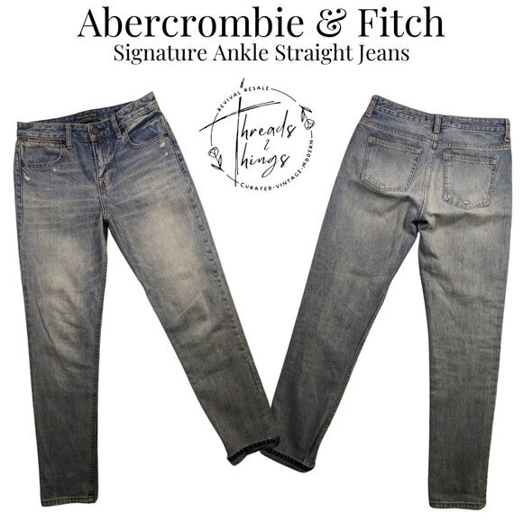 Abercrombie Jeans Women's 24W 28L Signature Ankle Straight Denim 90's Y2K Preppy - Picture 1 of 12